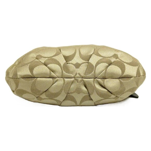 Auth COACH Signature - Khaki Jacquard Leather Shoulder Bag - Picture 10 of 10